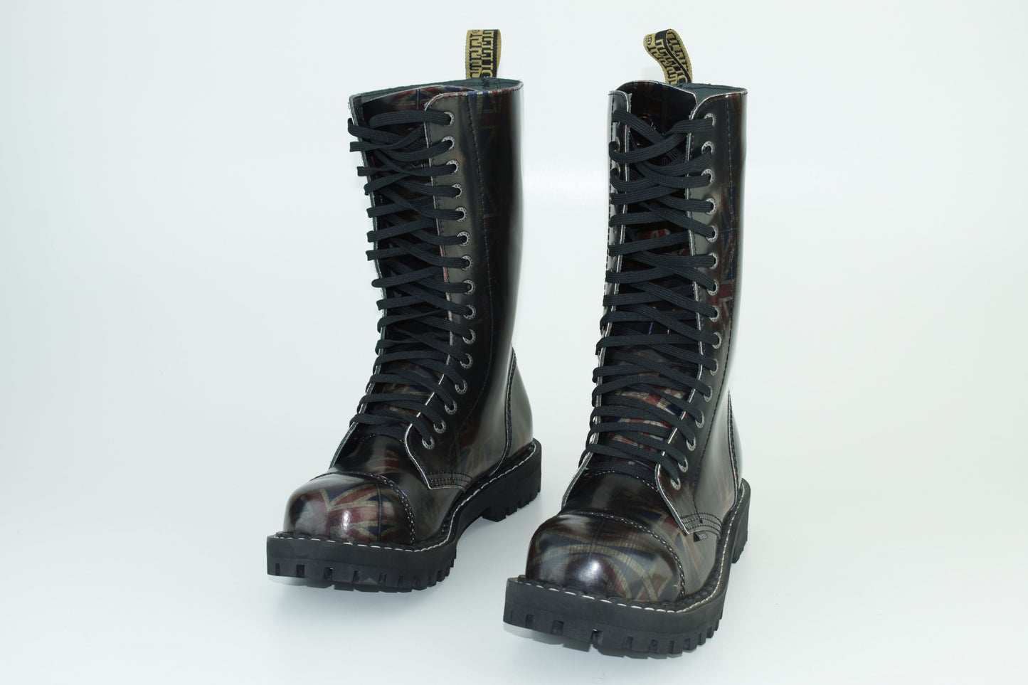 Steel Boots 15 Eyelets UK Flag Rub Off Size EU42, Excellent 10/10