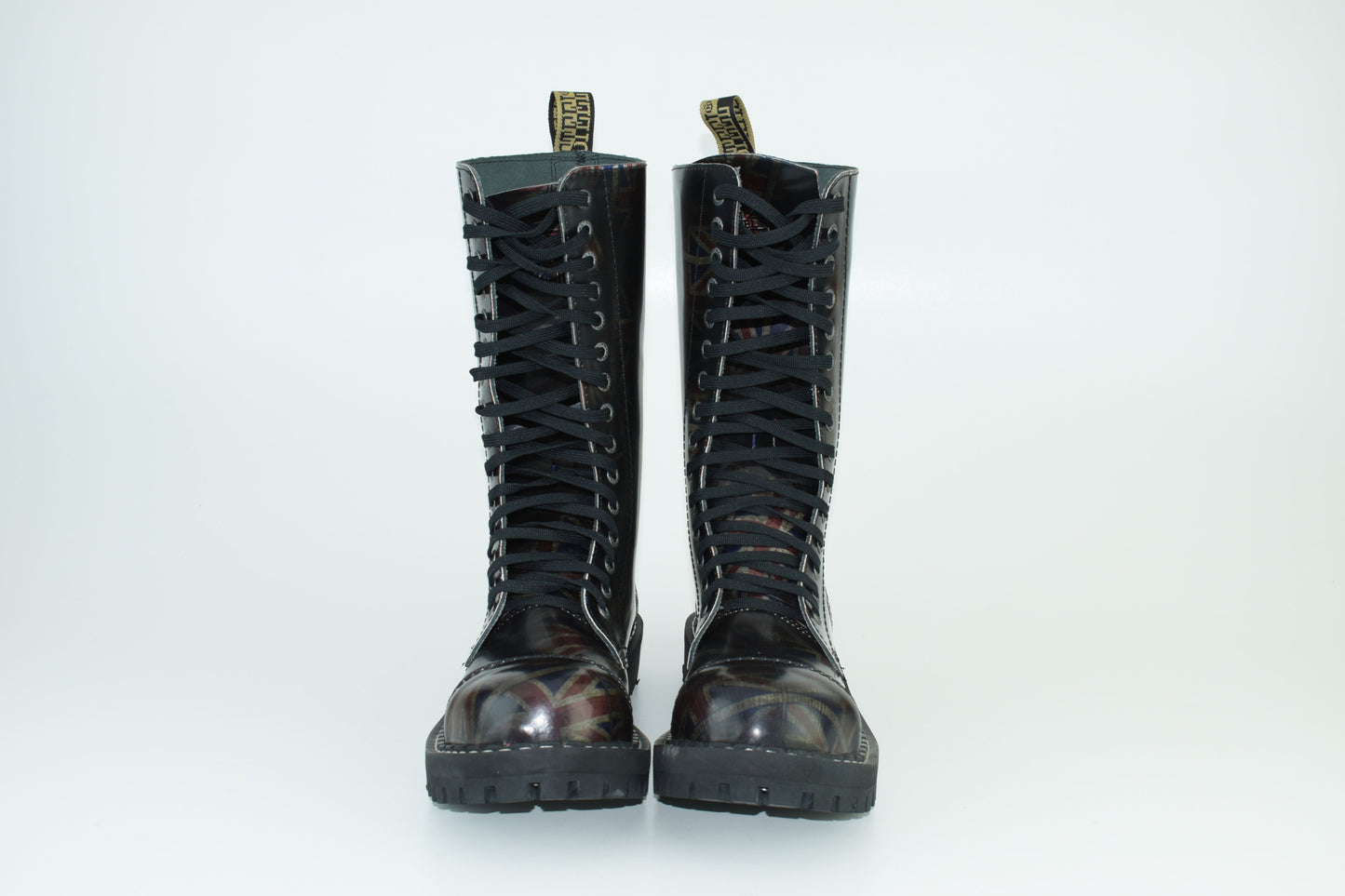 Steel Boots 15 Eyelets UK Flag Rub Off Size EU42, Excellent 10/10