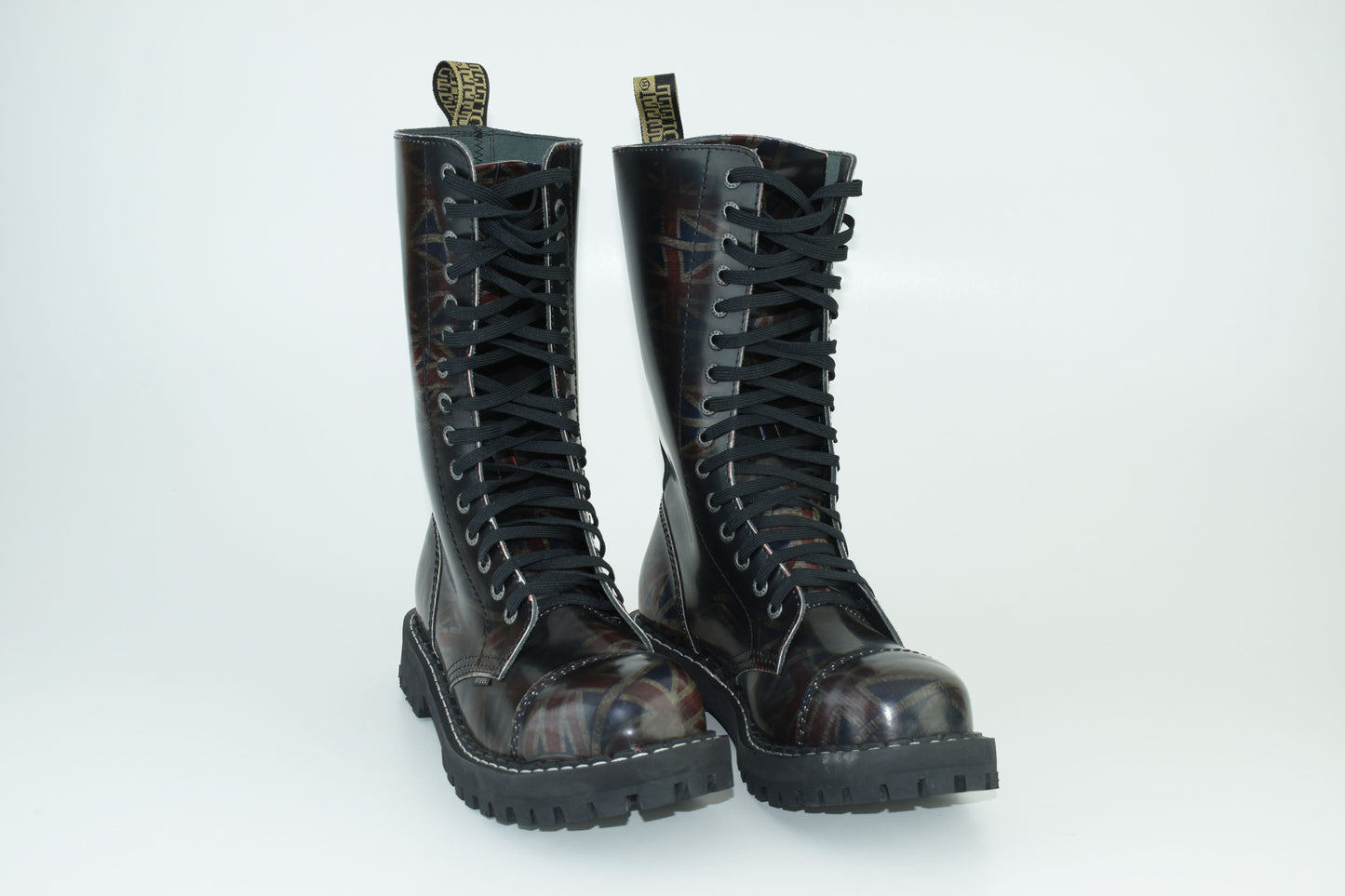 Steel Boots 15 Eyelets UK Flag Rub Off Size EU42, Excellent 10/10