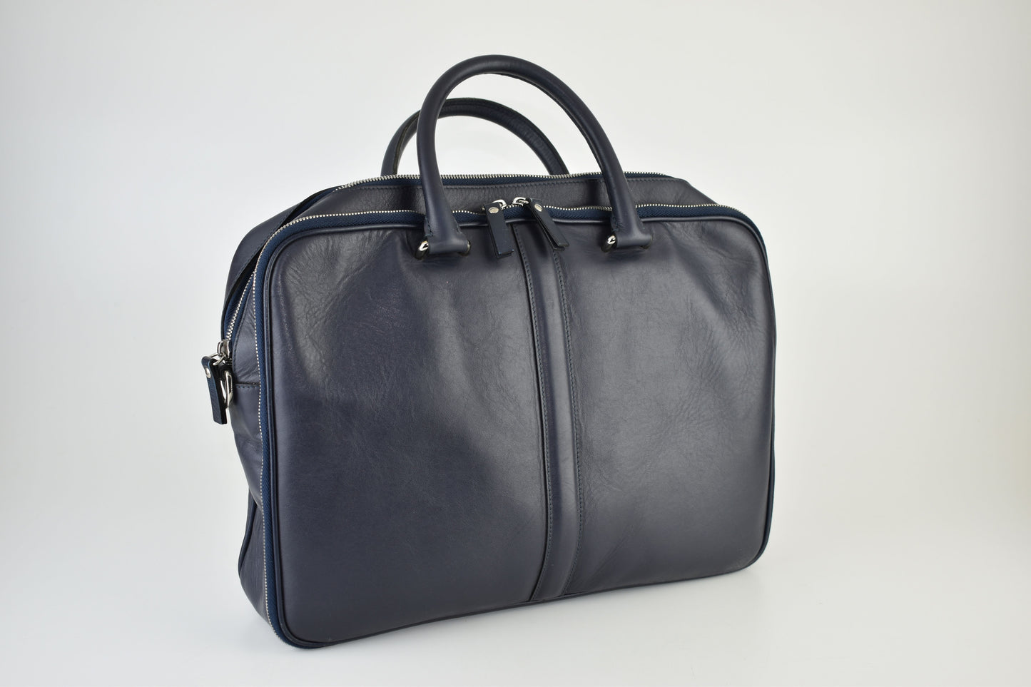 Leo et Violette Le Slim Briefcase 38x28x8cm Pebble Grain blue, V.Good 8/10