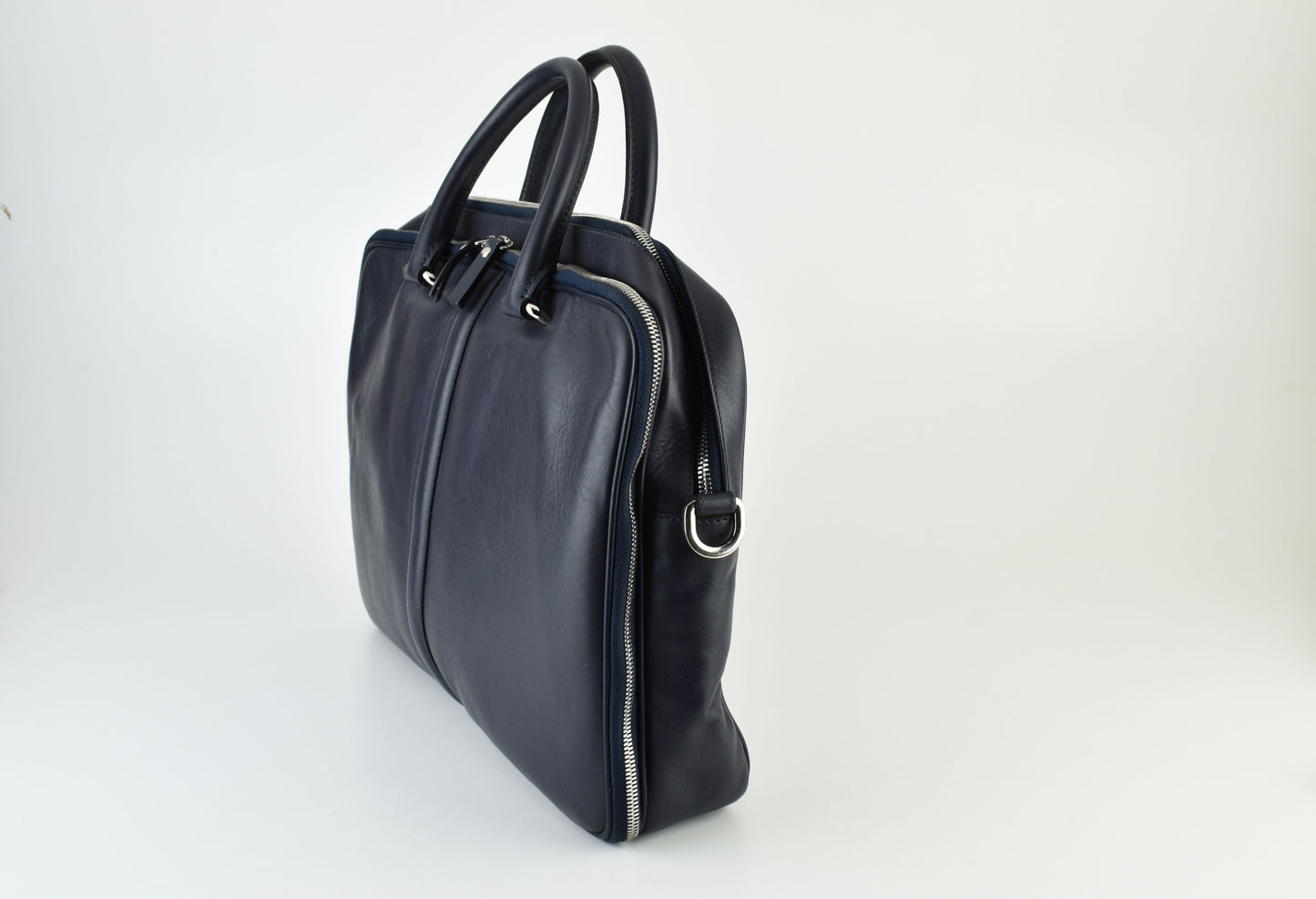 Leo et Violette Le Slim Briefcase 38x28x8cm Pebble Grain blue, V.Good 8/10