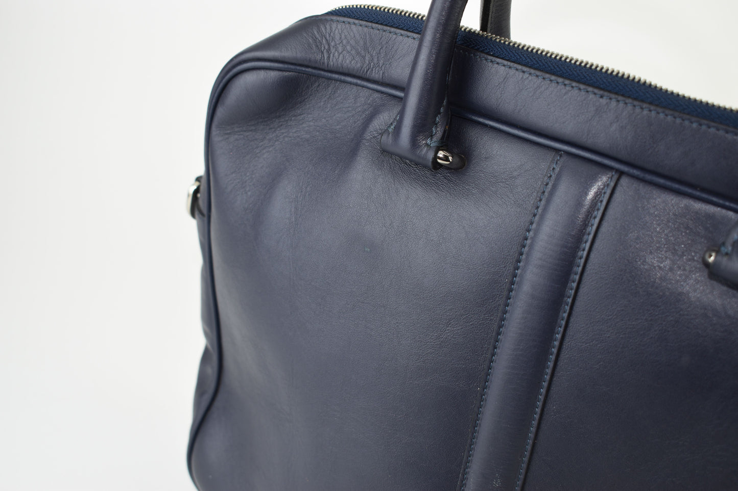 Leo et Violette Le Slim Briefcase 38x28x8cm Pebble Grain blue, V.Good 8/10