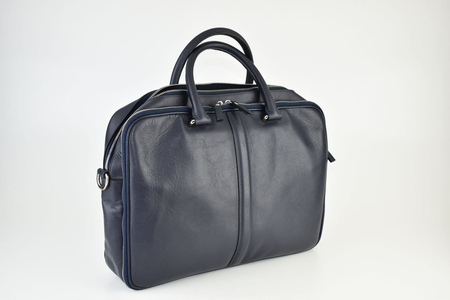 Leo et Violette Le Slim Briefcase 38x28x8cm Pebble Grain blue, V.Good 8/10