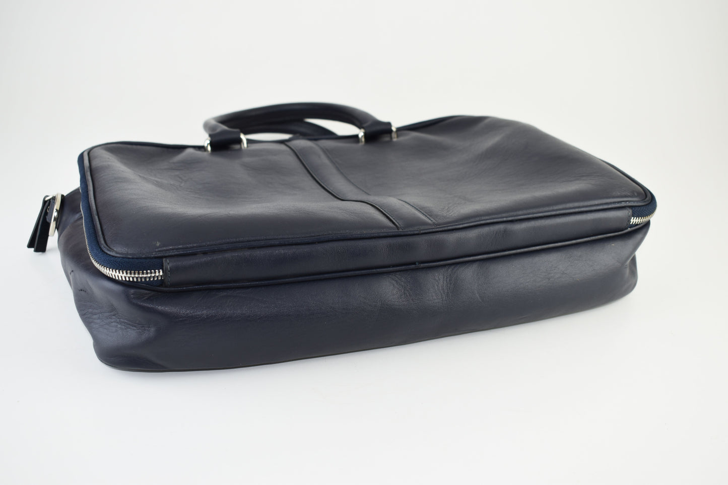 Leo et Violette Le Slim Briefcase 38x28x8cm Pebble Grain blue, V.Good 8/10