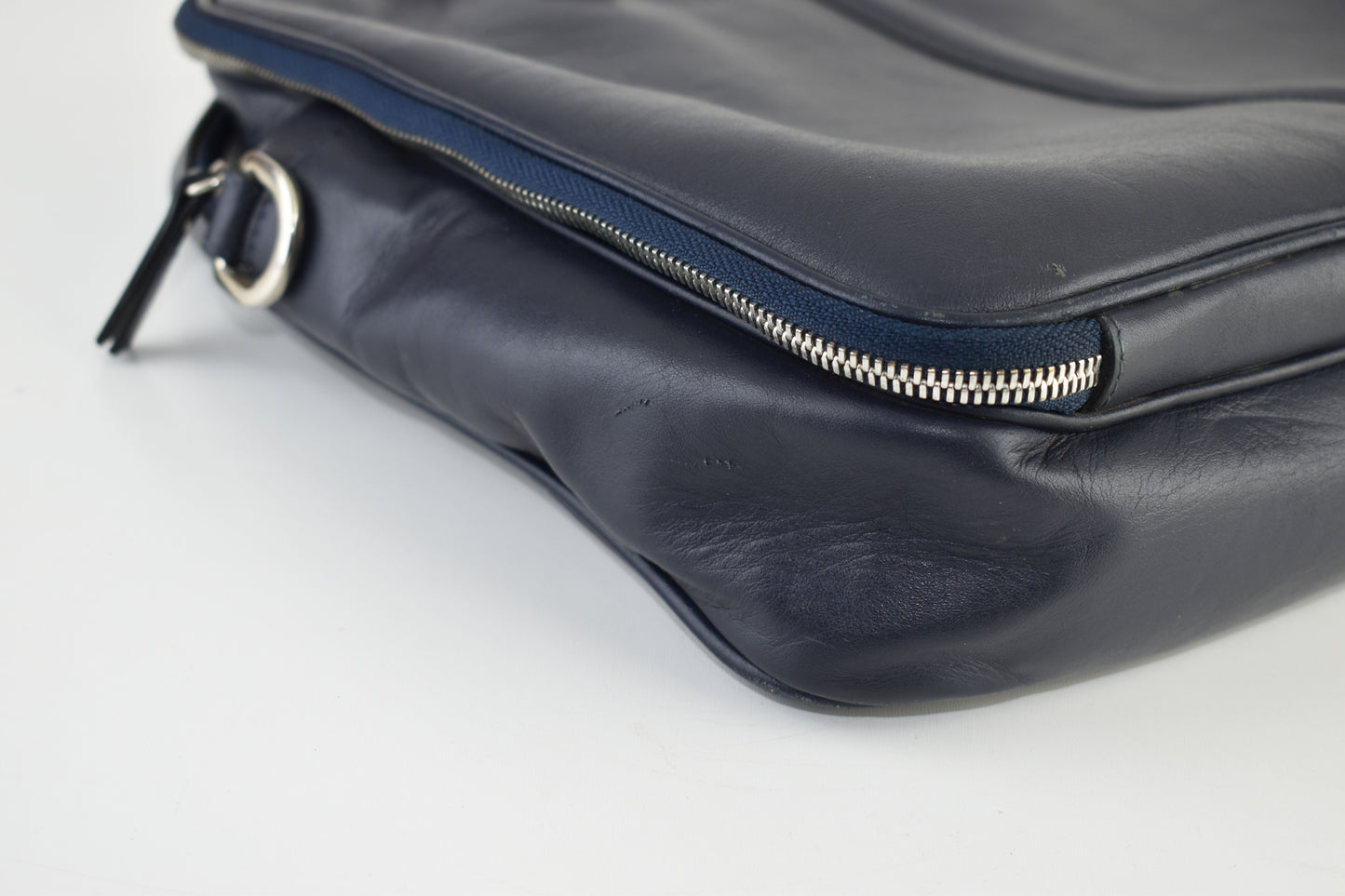 Leo et Violette Le Slim Briefcase 38x28x8cm Pebble Grain blue, V.Good 8/10