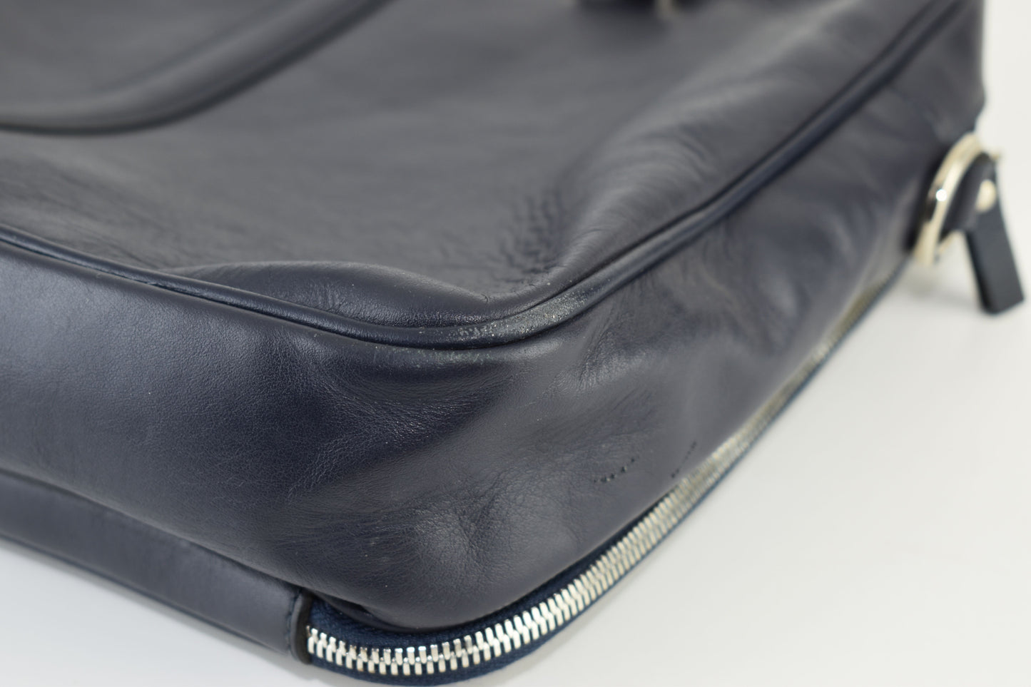 Leo et Violette Le Slim Briefcase 38x28x8cm Pebble Grain blue, V.Good 8/10