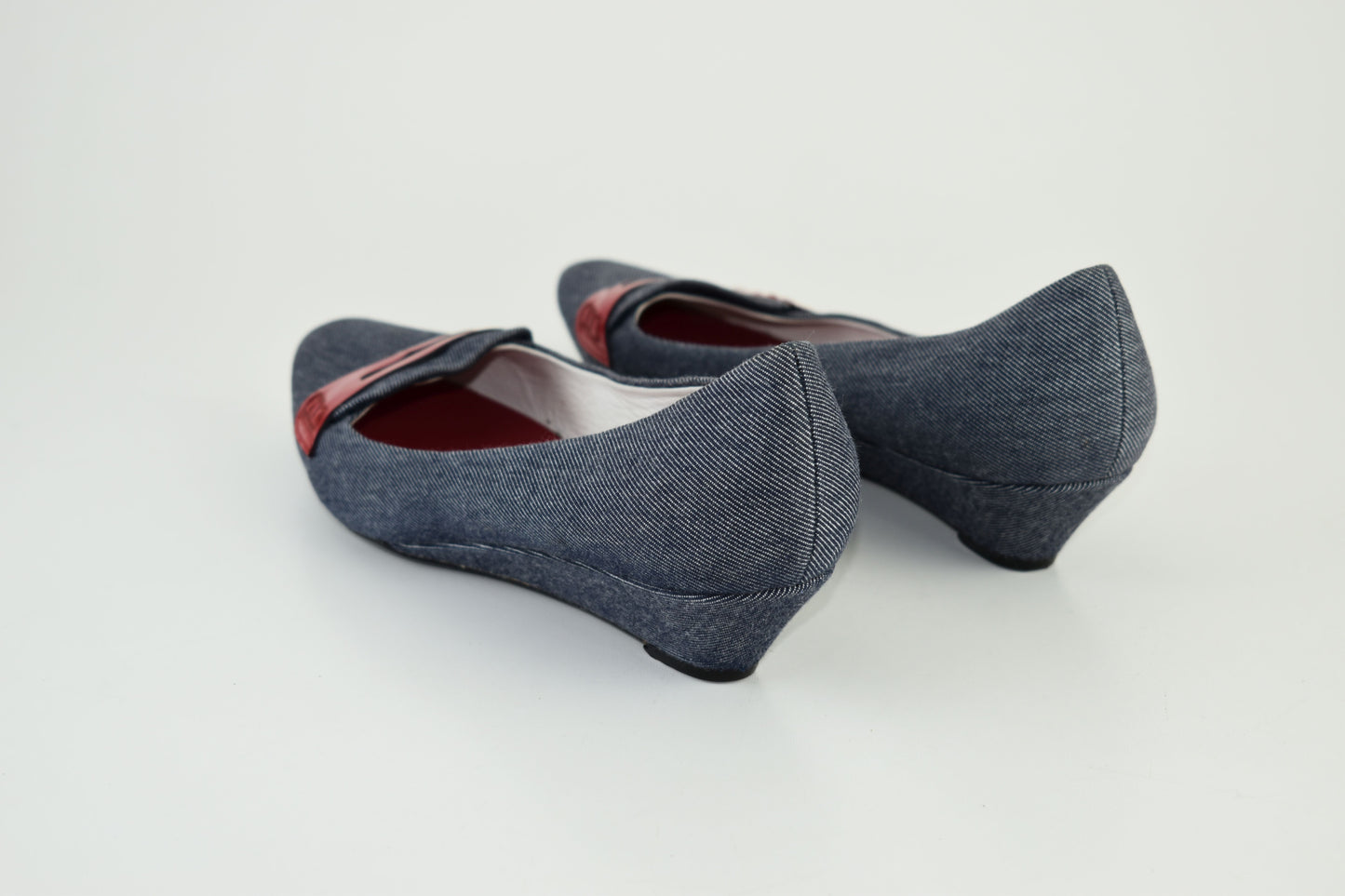 Tod’s Denim Red Wedge Women Pumps 3cm heel , Size EU 39, Excellent 9/10
