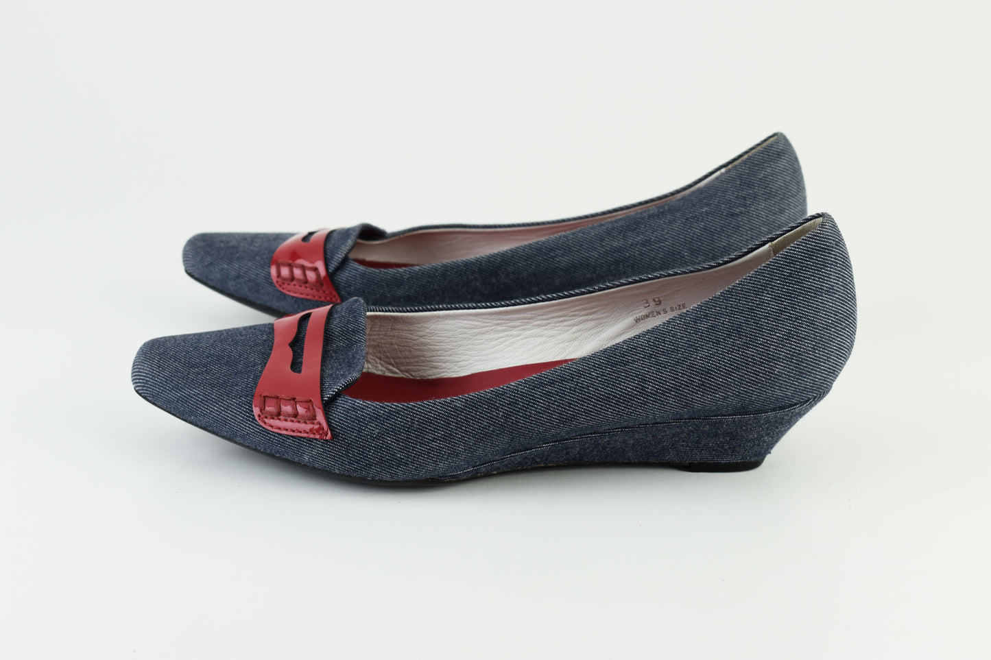 Tod’s Denim Red Wedge Women Pumps 3cm heel , Size EU 39, Excellent 9/10