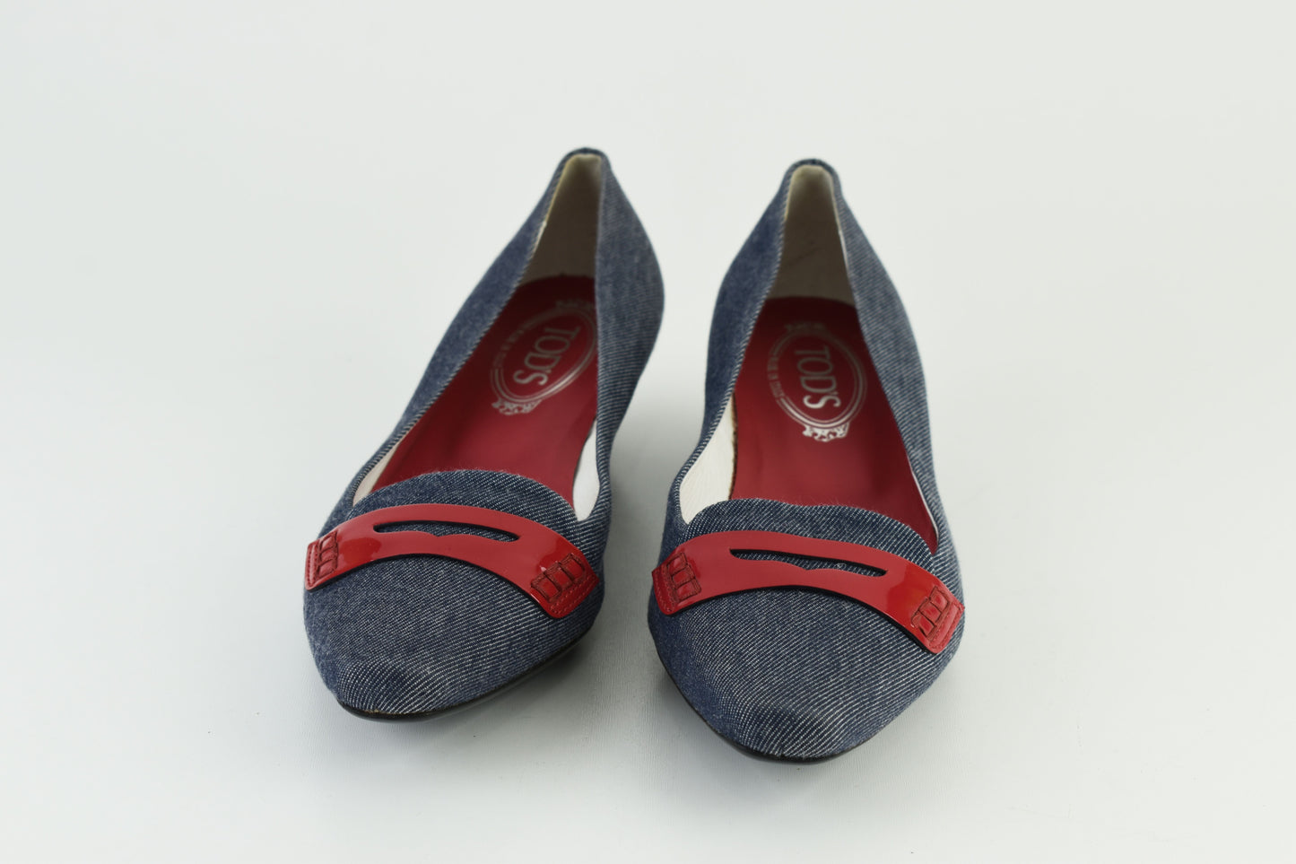 Tod’s Denim Red Wedge Women Pumps 3cm heel , Size EU 39, Excellent 9/10