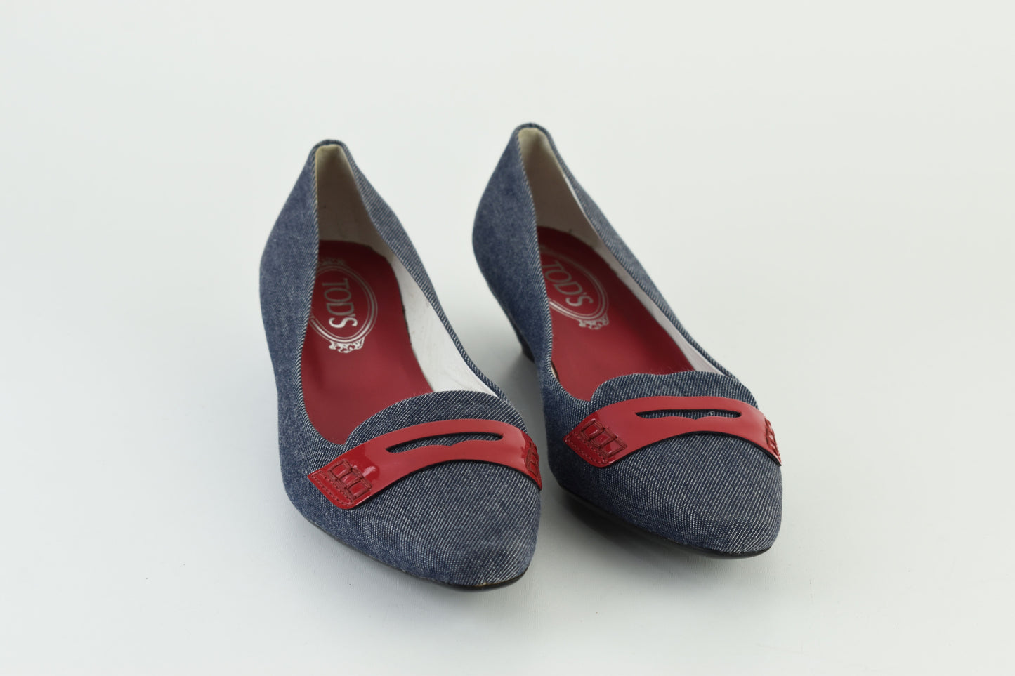 Tod’s Denim Red Wedge Women Pumps 3cm heel , Size EU 39, Excellent 9/10