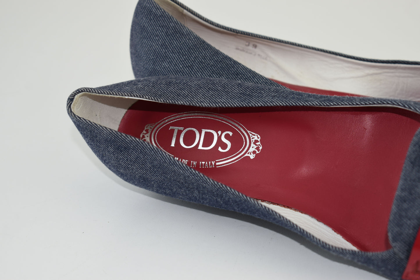 Tod’s Denim Red Wedge Women Pumps 3cm heel , Size EU 39, Excellent 9/10