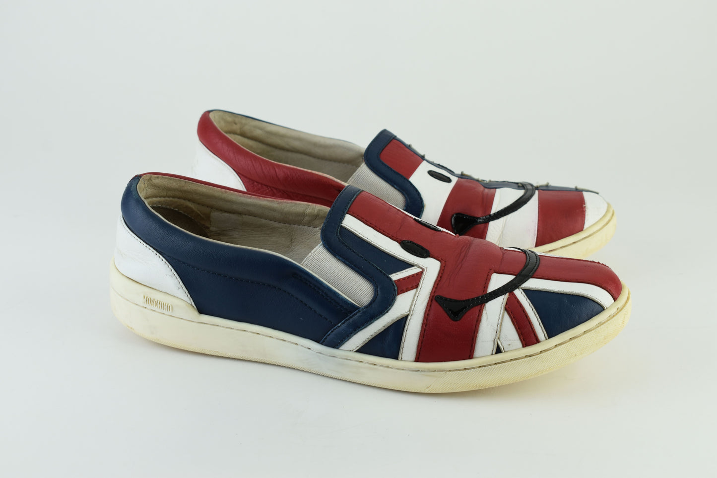 Moschino Mens British Flag Low Top Slip On Men Sneakers, Size EU 43, Good 6/10
