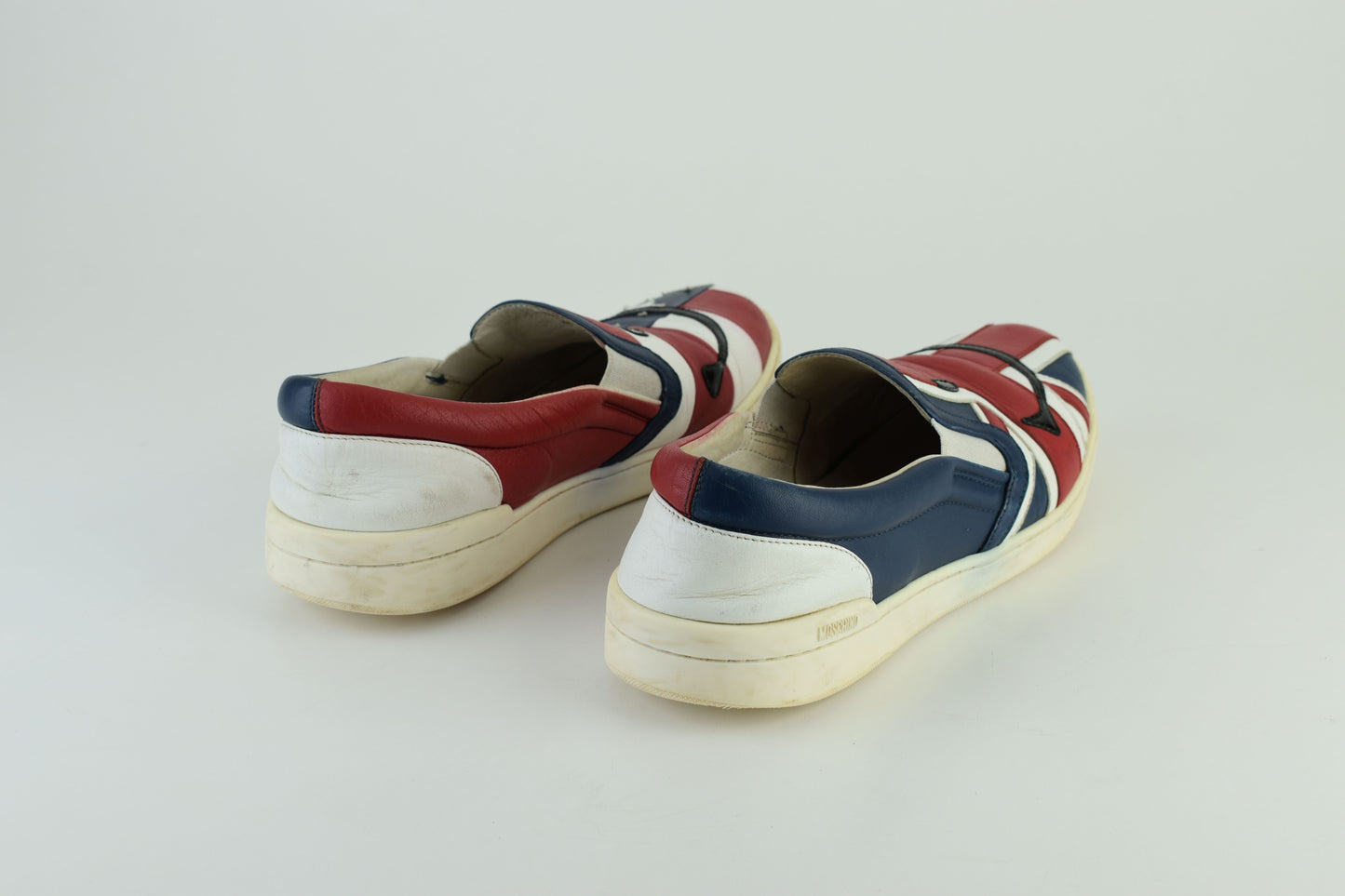 Moschino Mens British Flag Low Top Slip On Men Sneakers, Size EU 43, Good 6/10