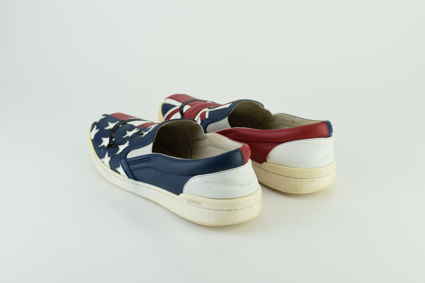 Moschino Mens British Flag Low Top Slip On Men Sneakers, Size EU 43, Good 6/10