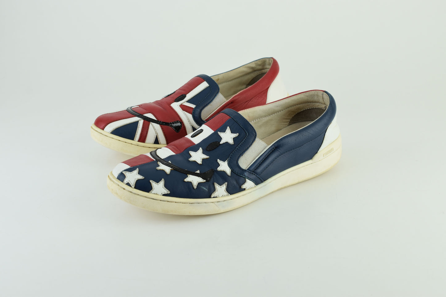 Moschino Mens British Flag Low Top Slip On Men Sneakers, Size EU 43, Good 6/10