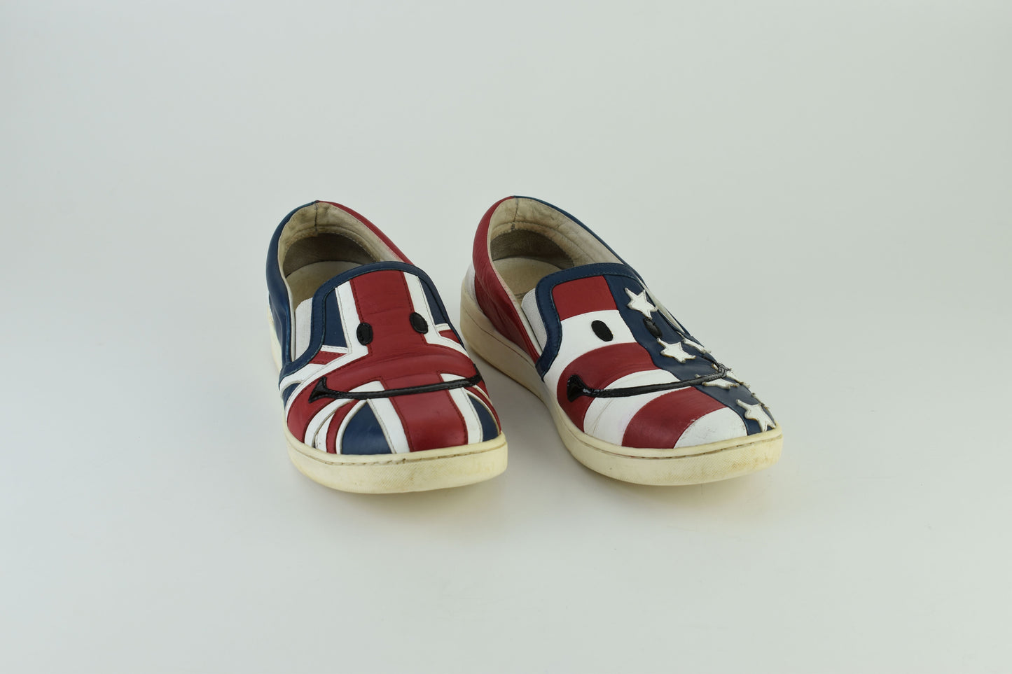 Moschino Mens British Flag Low Top Slip On Men Sneakers, Size EU 43, Good 6/10