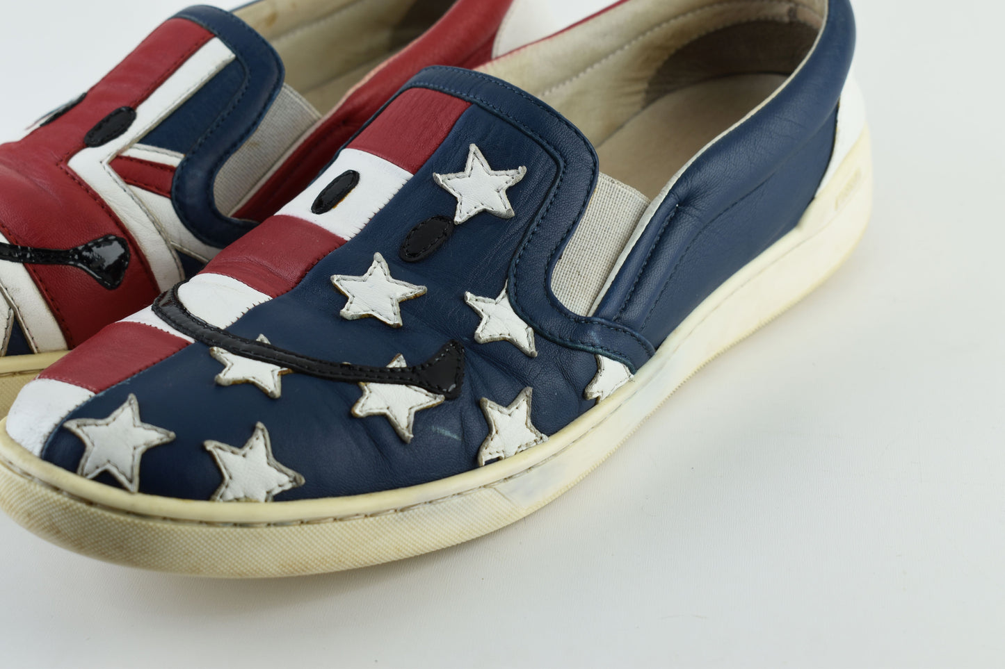 Moschino Mens British Flag Low Top Slip On Men Sneakers, Size EU 43, Good 6/10
