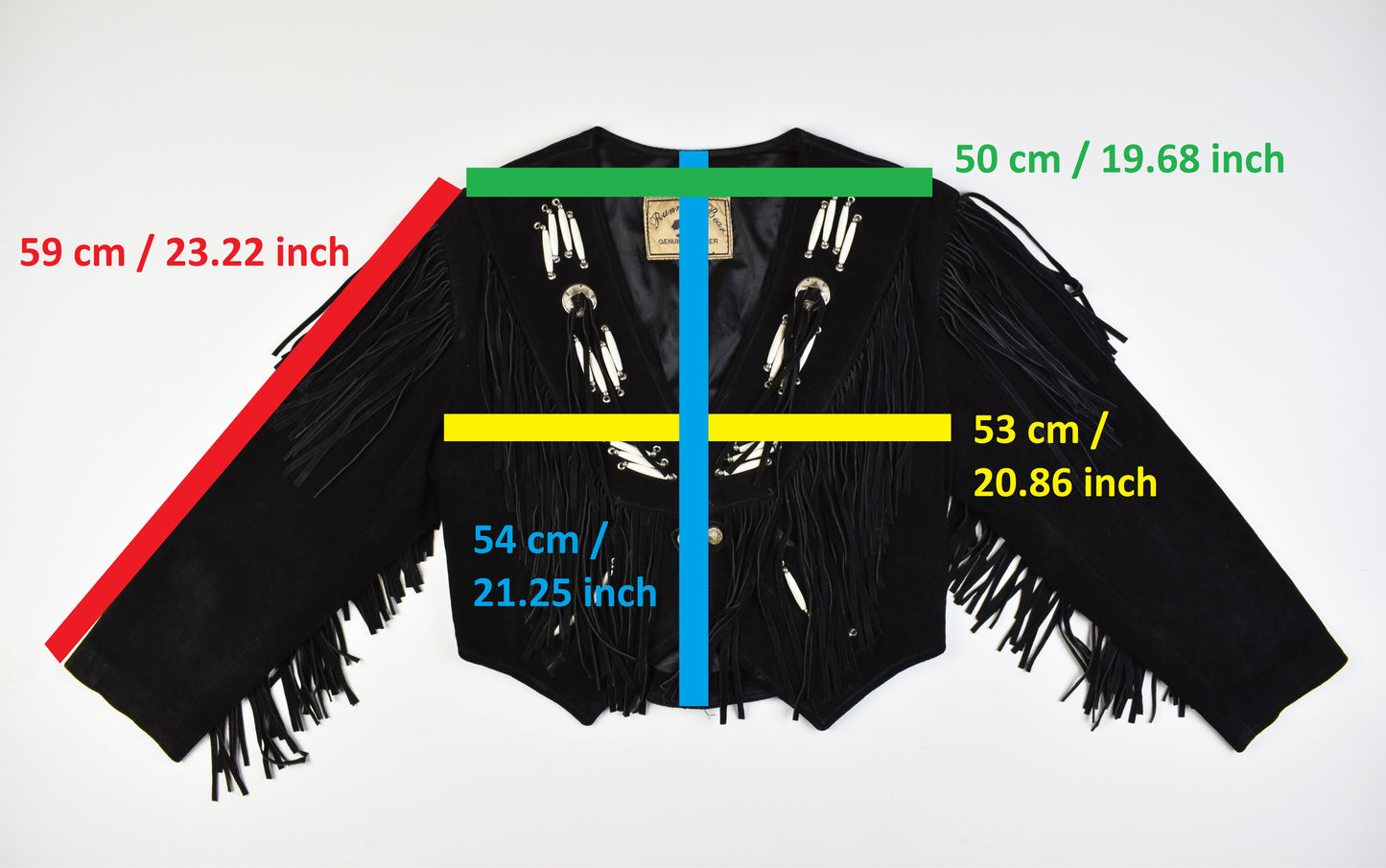 Running Bear Black Suede Western Motorcycle Jacket Size L, V.Good 8/10