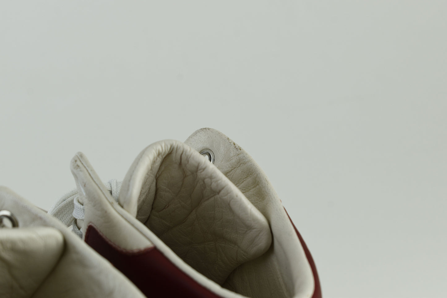 Gucci GG 363731 Interlocking white & burgundy Leather High Top Men Sneakers, Size EU 40.5, Good 6/10