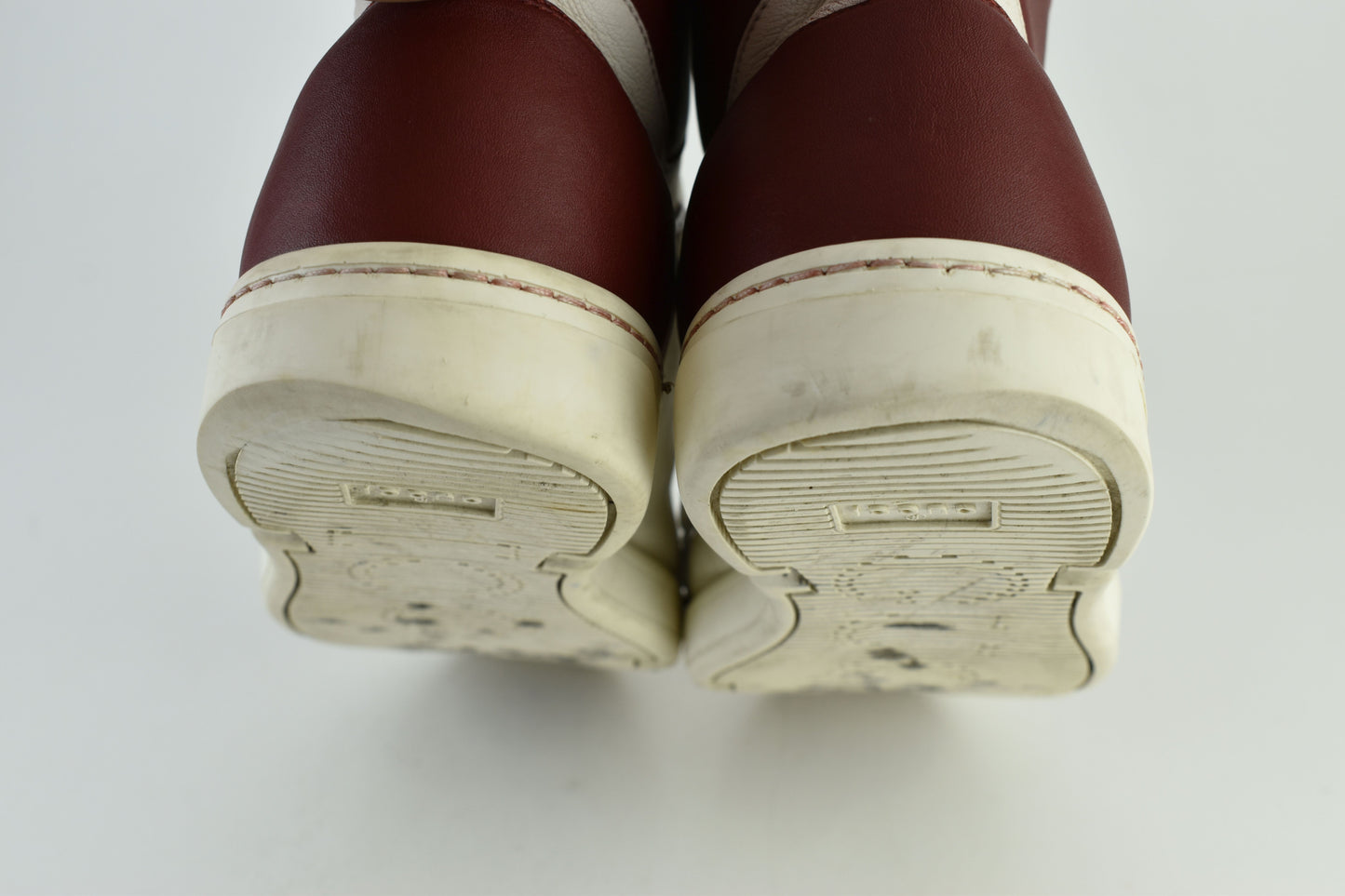 Gucci GG 363731 Interlocking white & burgundy Leather High Top Men Sneakers, Size EU 40.5, Good 6/10