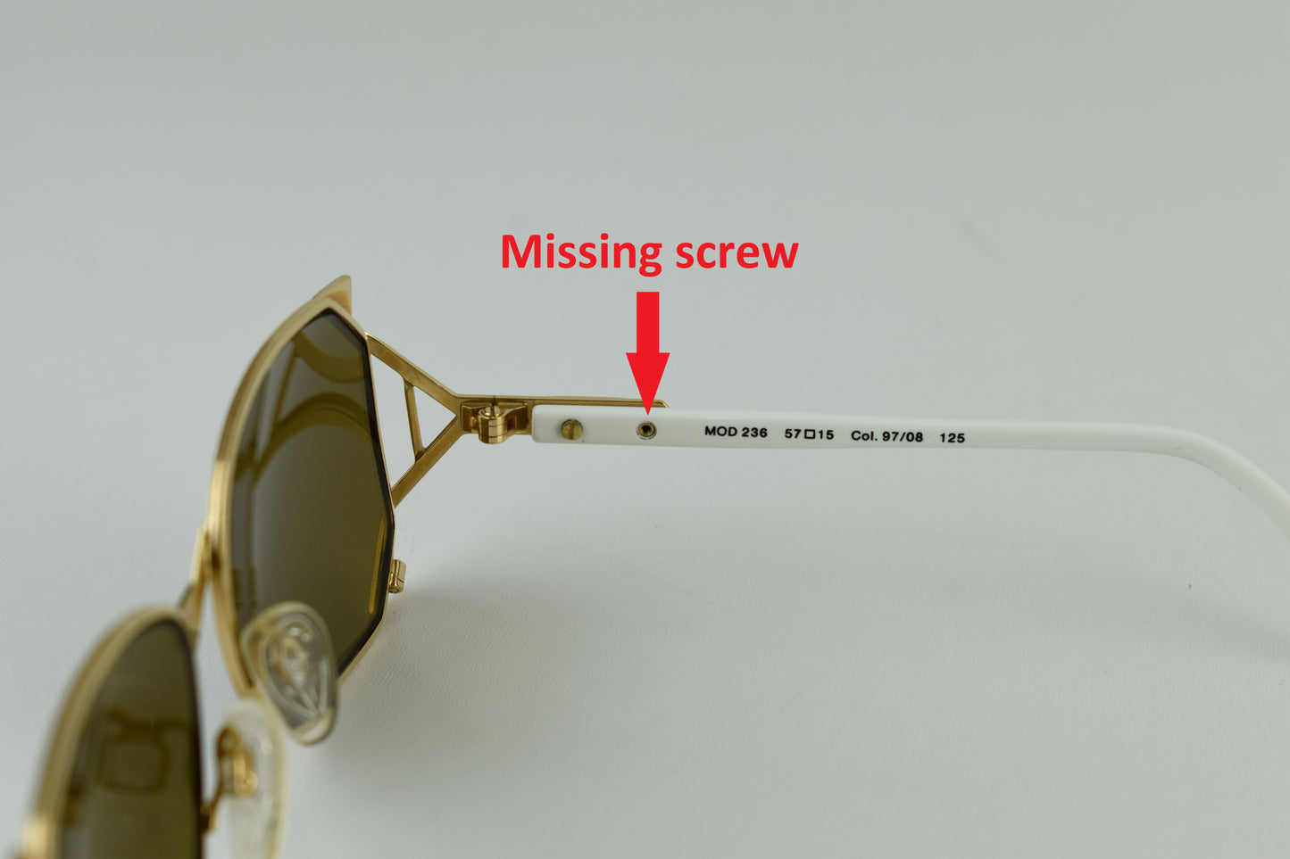Cazal West Germany Model 236 Col. 97/08 Gold White Women Sunglasses 57-15, V.Good 8/10