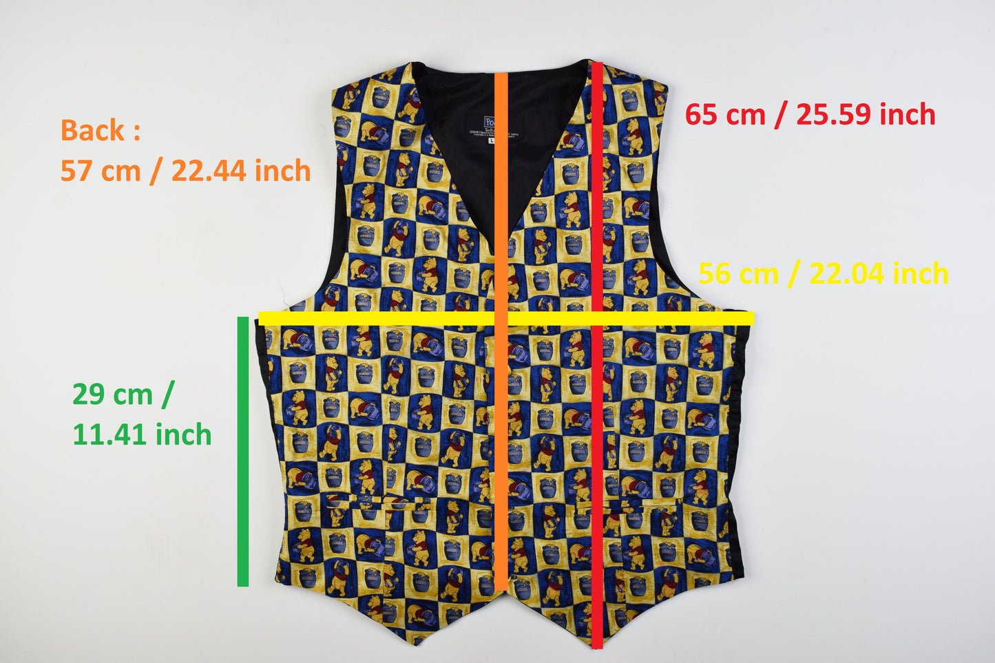 90s Disney Winnie Pooh "Tie Rack" Teddy Bear Silk Vest Size L, Excellent 9/10