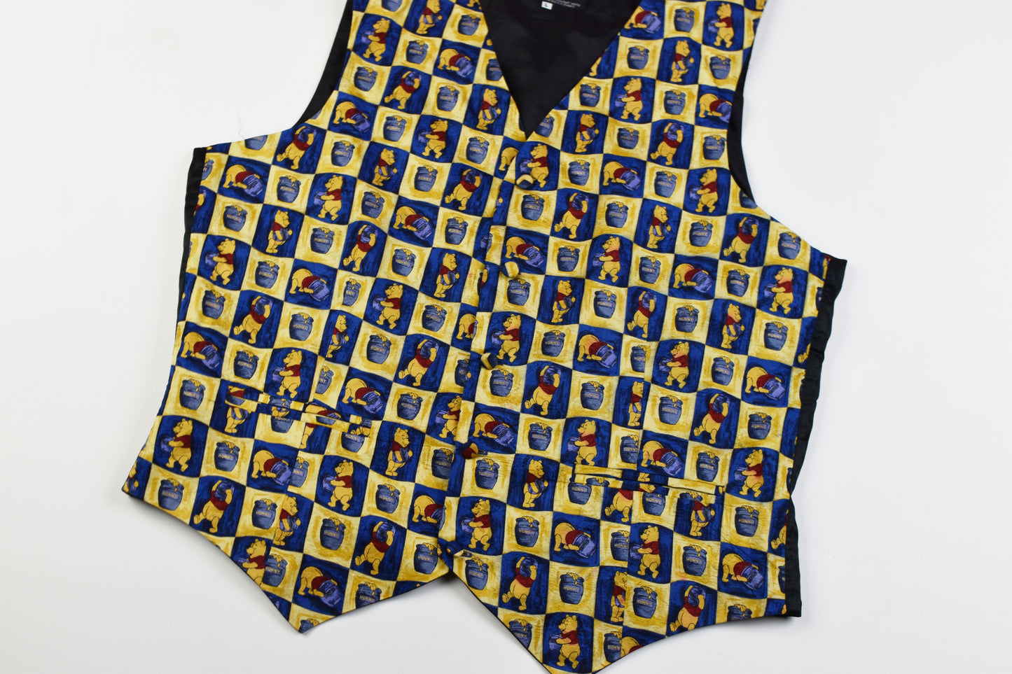 90s Disney Winnie Pooh "Tie Rack" Teddy Bear Silk Vest Size L, Excellent 9/10