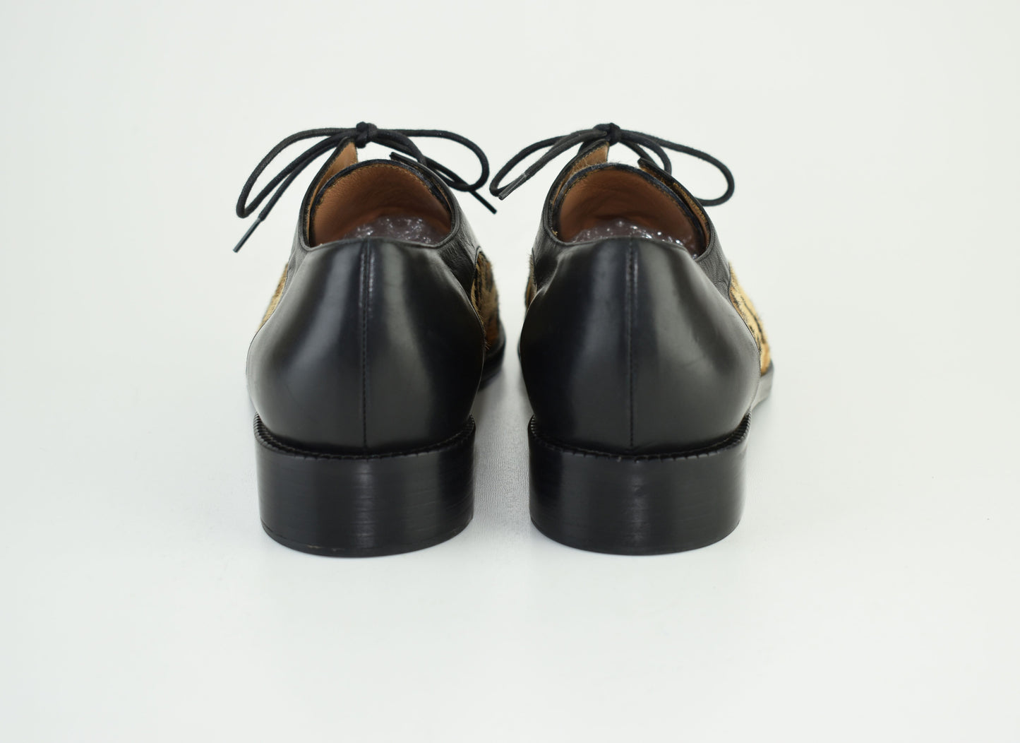 CAREL Leather Lace Up Leopard Print Women Derby Black Size EU 40.5, Excellent 9/10