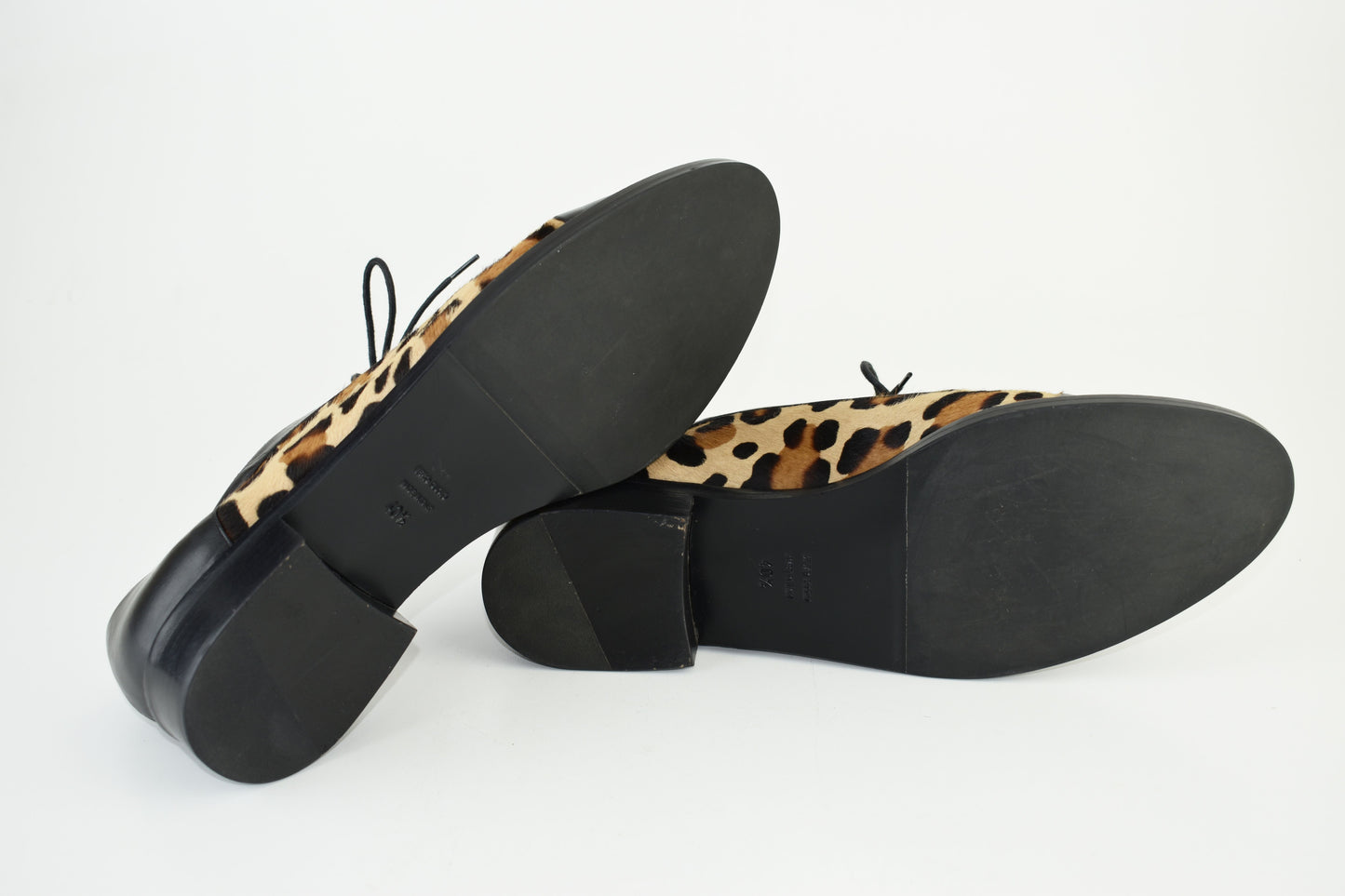 CAREL Leather Lace Up Leopard Print Women Derby Black Size EU 40.5, Excellent 9/10