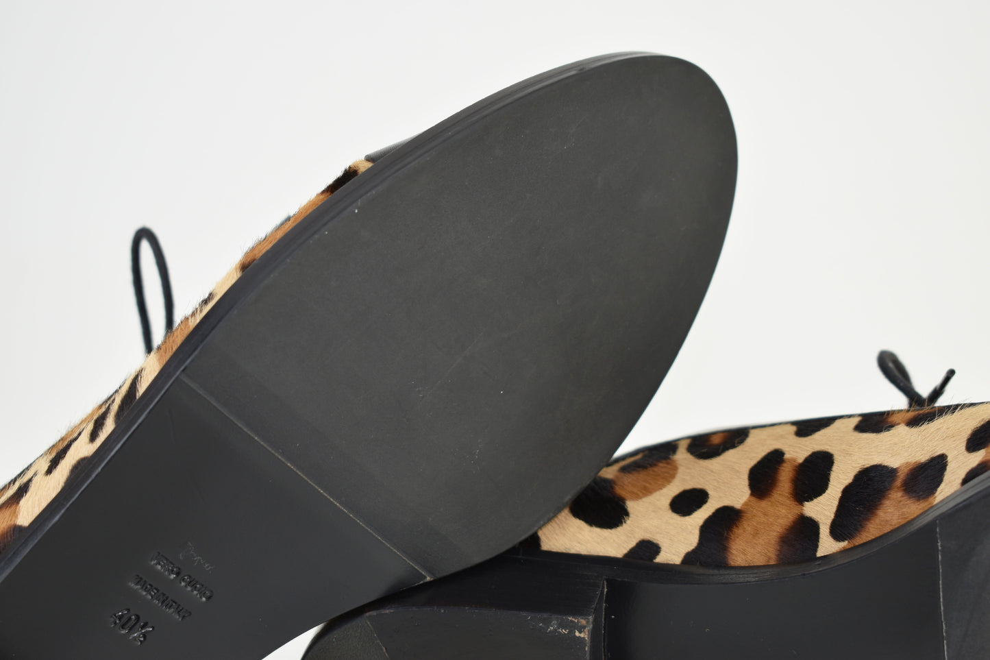 CAREL Leather Lace Up Leopard Print Women Derby Black Size EU 40.5, Excellent 9/10