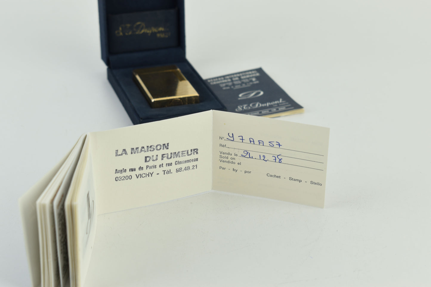 S.T. Dupont Paris Lighter 20u Gold Plated 1978 Box and Paper, Excellent 10/10 (AS IS ممجرباش)