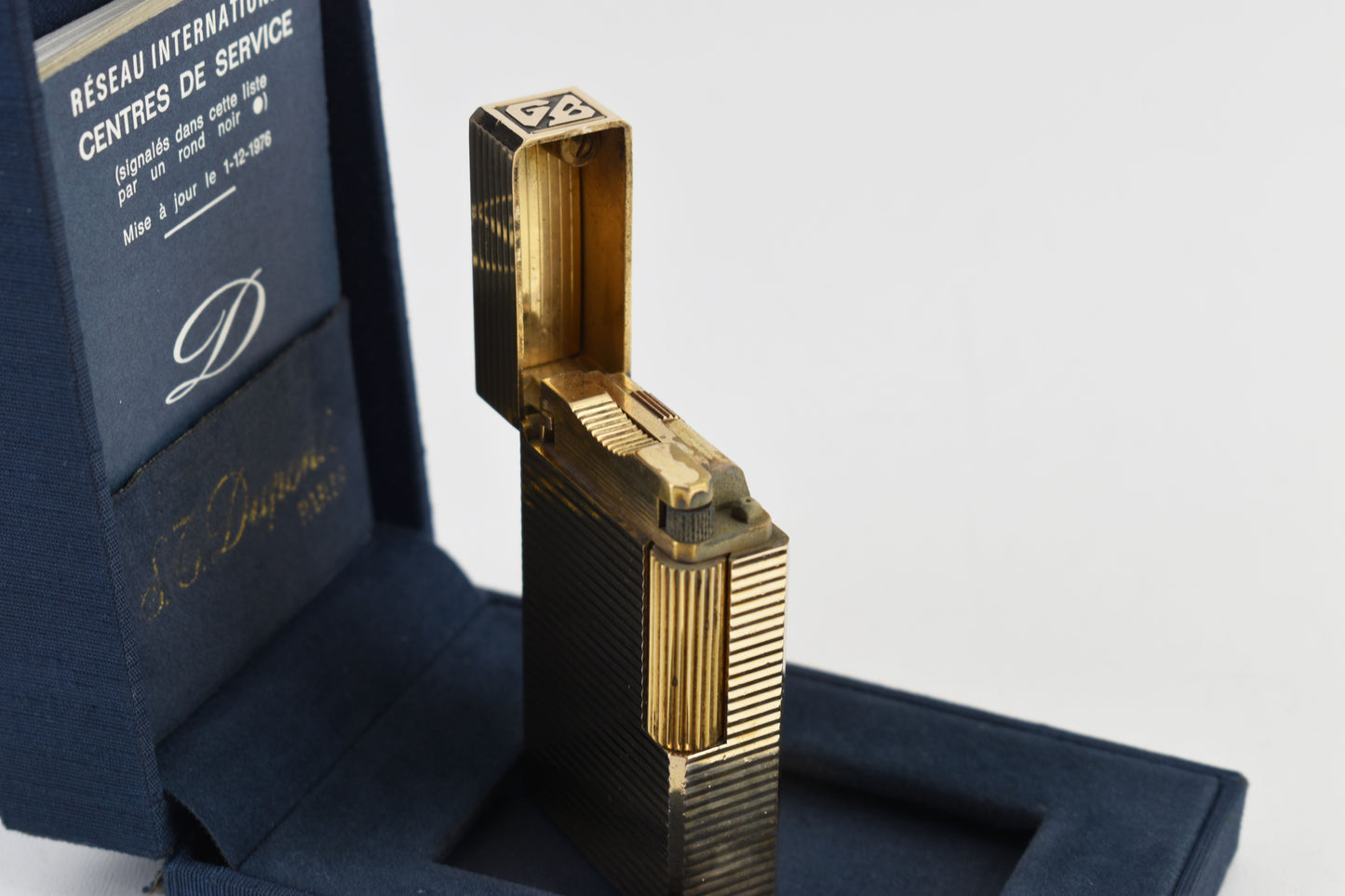S.T. Dupont Paris Lighter 20u Gold Plated 1978 Box and Paper, Excellent 10/10 (AS IS ممجرباش)