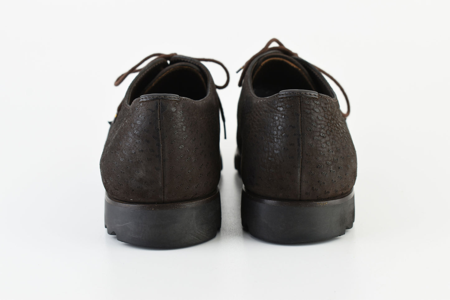Prada 2E1049 Sawtooth Lug Sole Derby Men Brown Shoes, Size EU42, V.Good 8/10