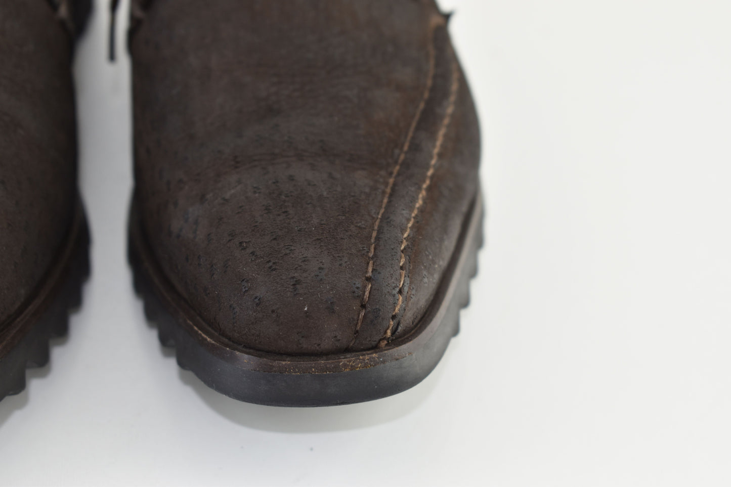 Prada 2E1049 Sawtooth Lug Sole Derby Men Brown Shoes, Size EU42, V.Good 8/10