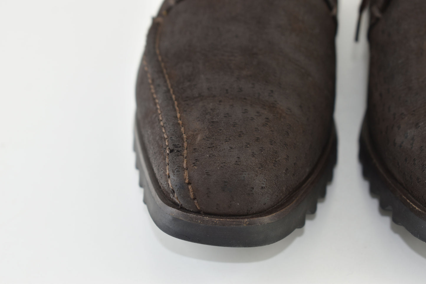 Prada 2E1049 Sawtooth Lug Sole Derby Men Brown Shoes, Size EU42, V.Good 8/10