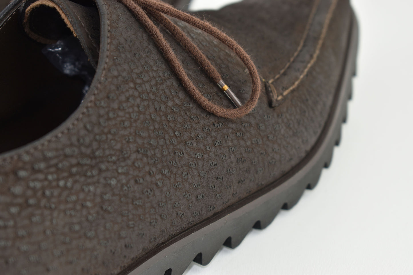 Prada 2E1049 Sawtooth Lug Sole Derby Men Brown Shoes, Size EU42, V.Good 8/10