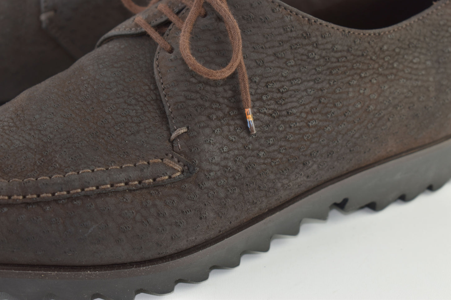 Prada 2E1049 Sawtooth Lug Sole Derby Men Brown Shoes, Size EU42, V.Good 8/10