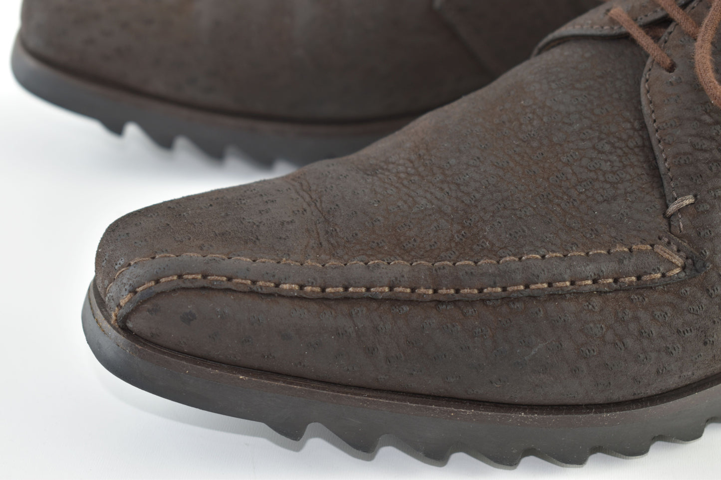 Prada 2E1049 Sawtooth Lug Sole Derby Men Brown Shoes, Size EU42, V.Good 8/10