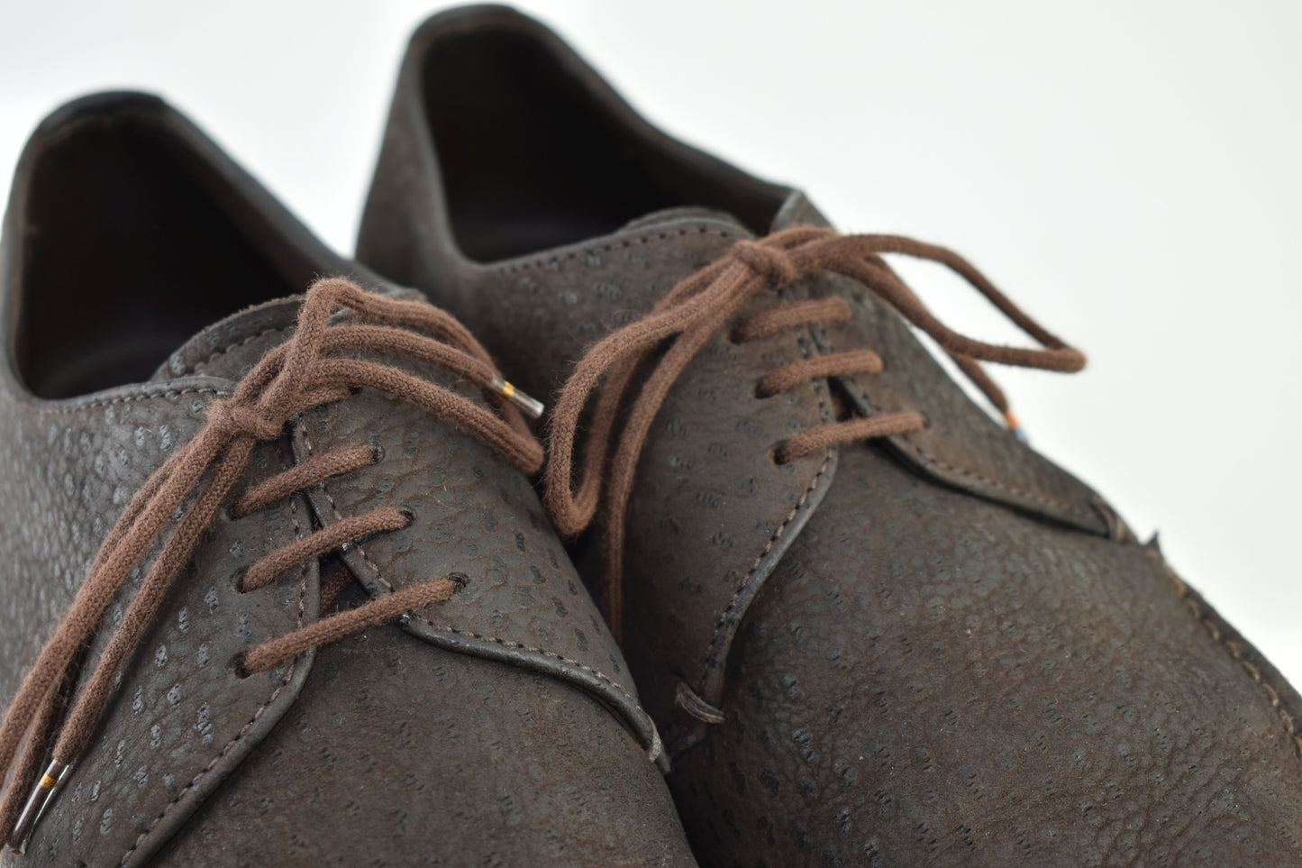 Prada 2E1049 Sawtooth Lug Sole Derby Men Brown Shoes, Size EU42, V.Good 8/10