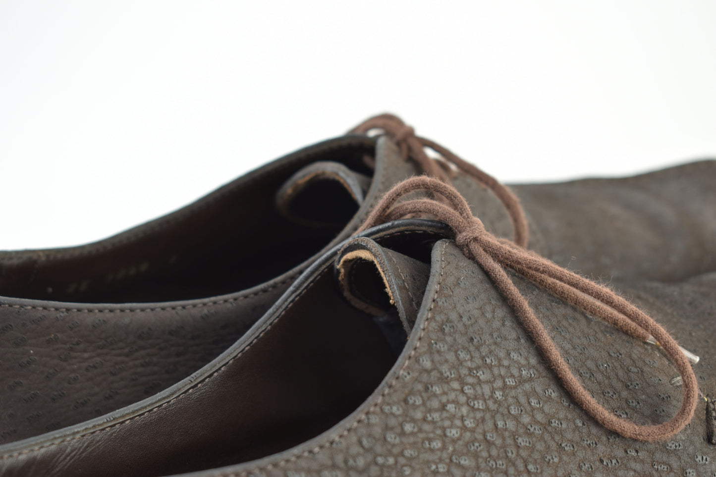 Prada 2E1049 Sawtooth Lug Sole Derby Men Brown Shoes, Size EU42, V.Good 8/10