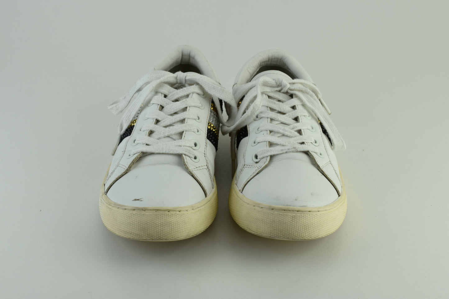 MARC JACOBS Women Low Top Crystals Leather Sneakers Size EU 39, Good 6/10