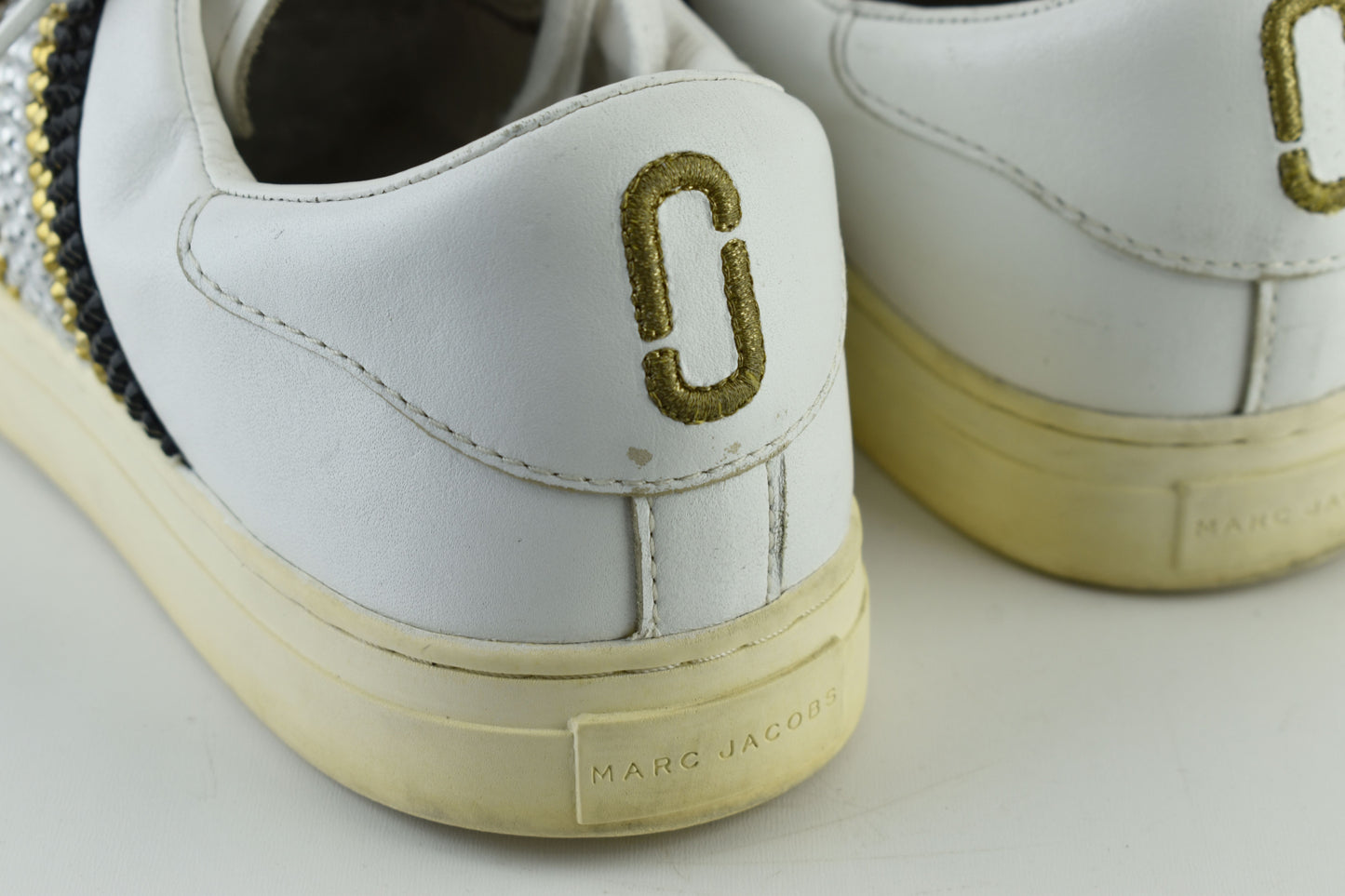 MARC JACOBS Women Low Top Crystals Leather Sneakers Size EU 39, Good 6/10