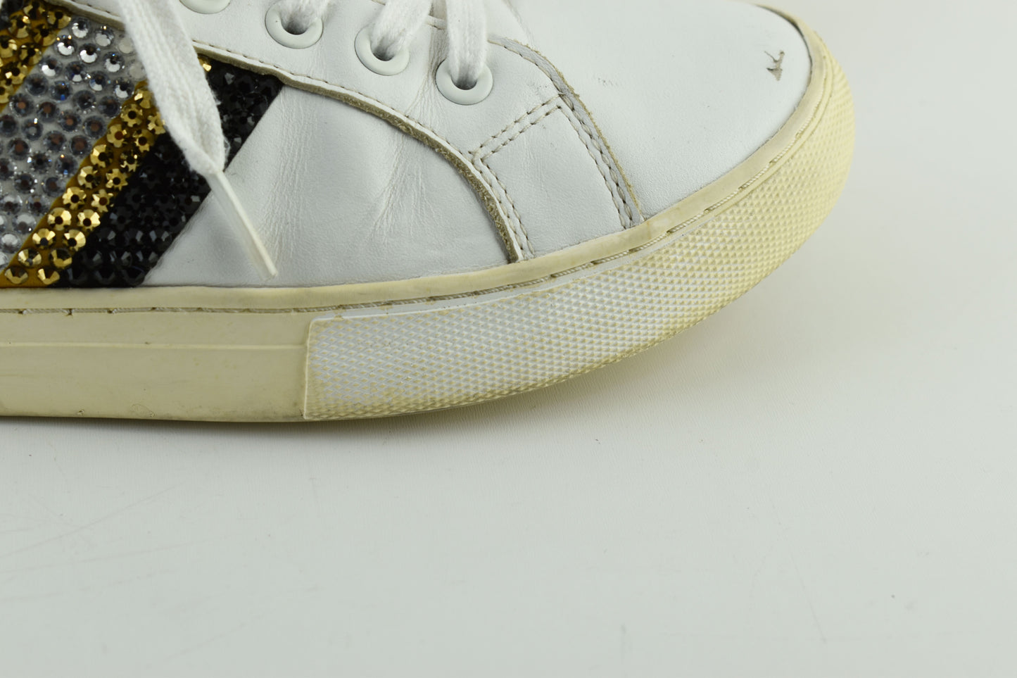 MARC JACOBS Women Low Top Crystals Leather Sneakers Size EU 39, Good 6/10