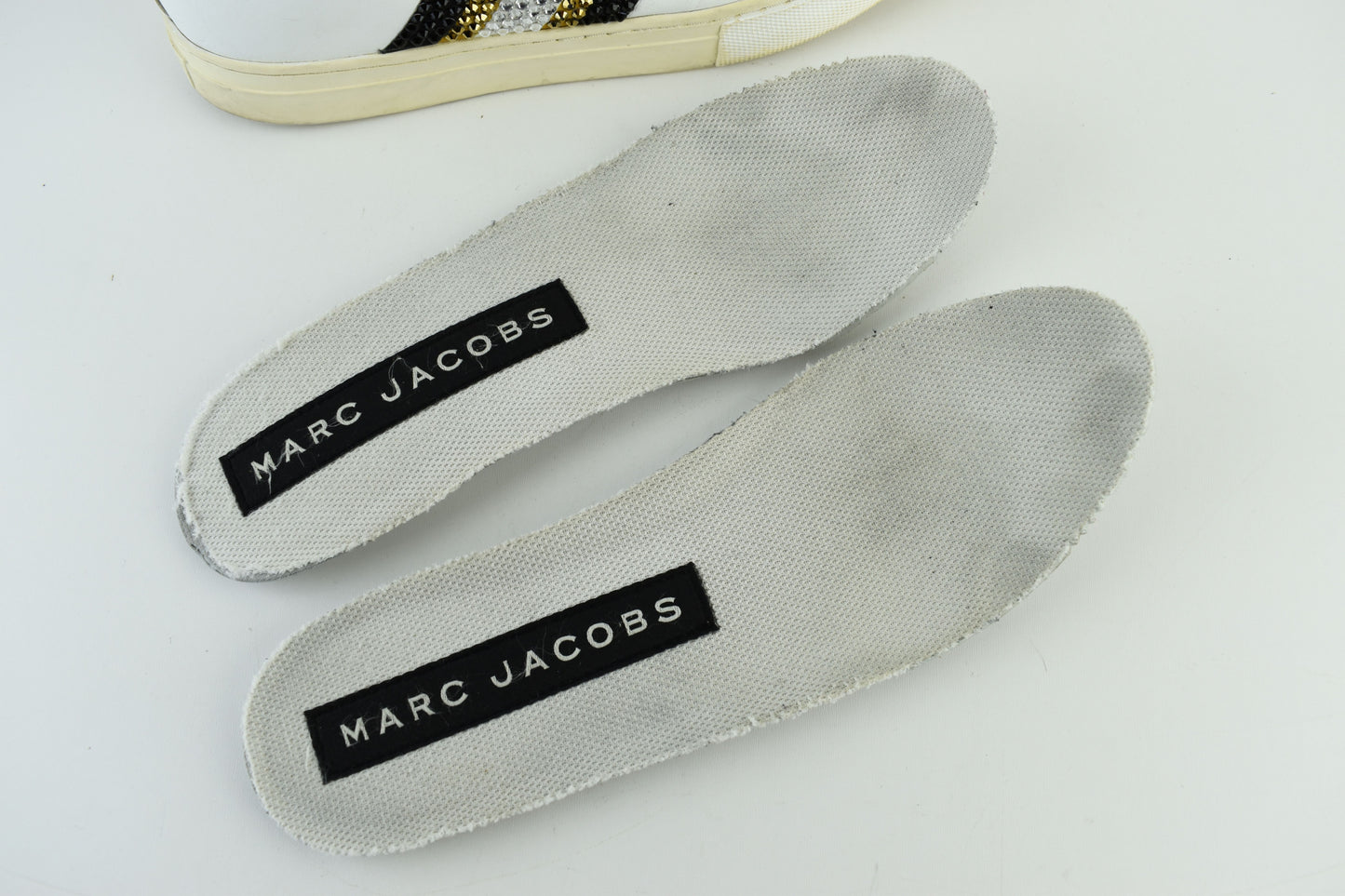 MARC JACOBS Women Low Top Crystals Leather Sneakers Size EU 39, Good 6/10