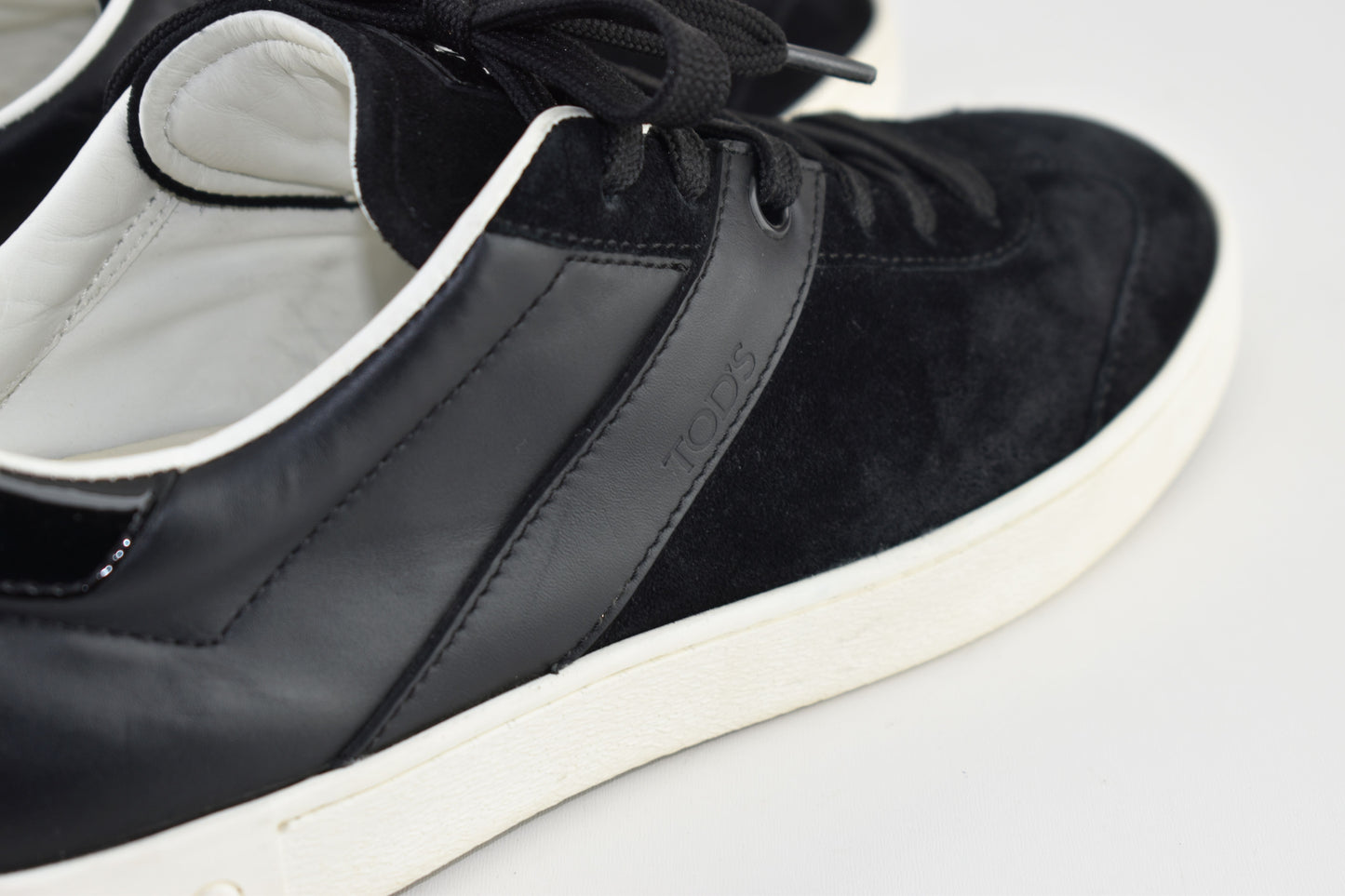 Tod's Suede Leather Low top Black Women Sneakers, Size EU 38, Excellent 9/10