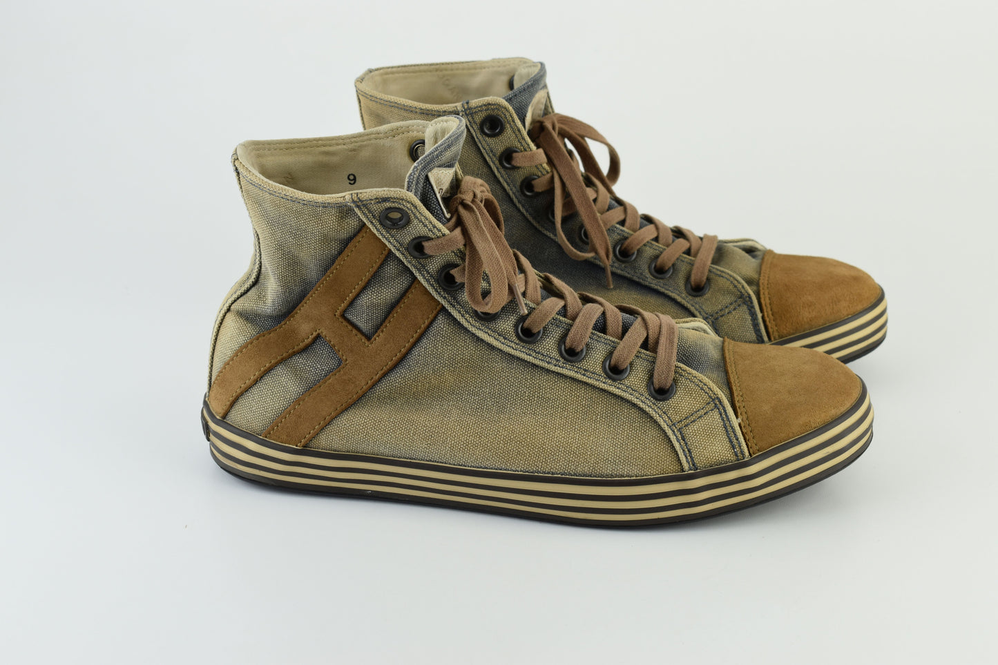 HOGAN REBEL Denim High Top Sneakers Men Size EU 43, V.Good 7/10