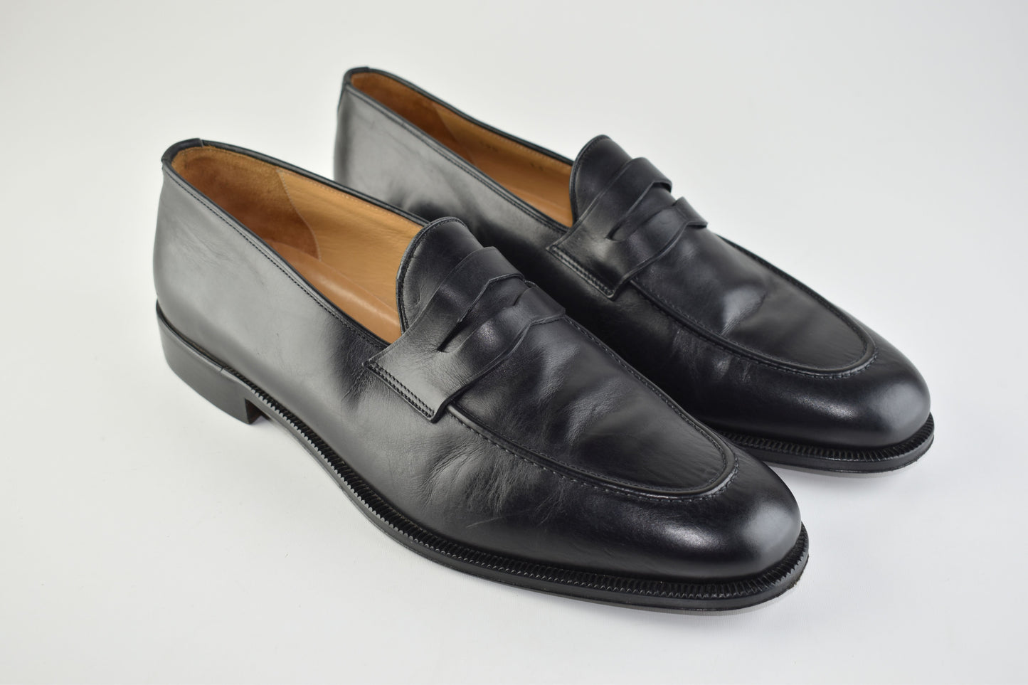 Pakerson Italy Hand made Black Leather Men Penny Loafer, Size EU 45, Excellent 10/10