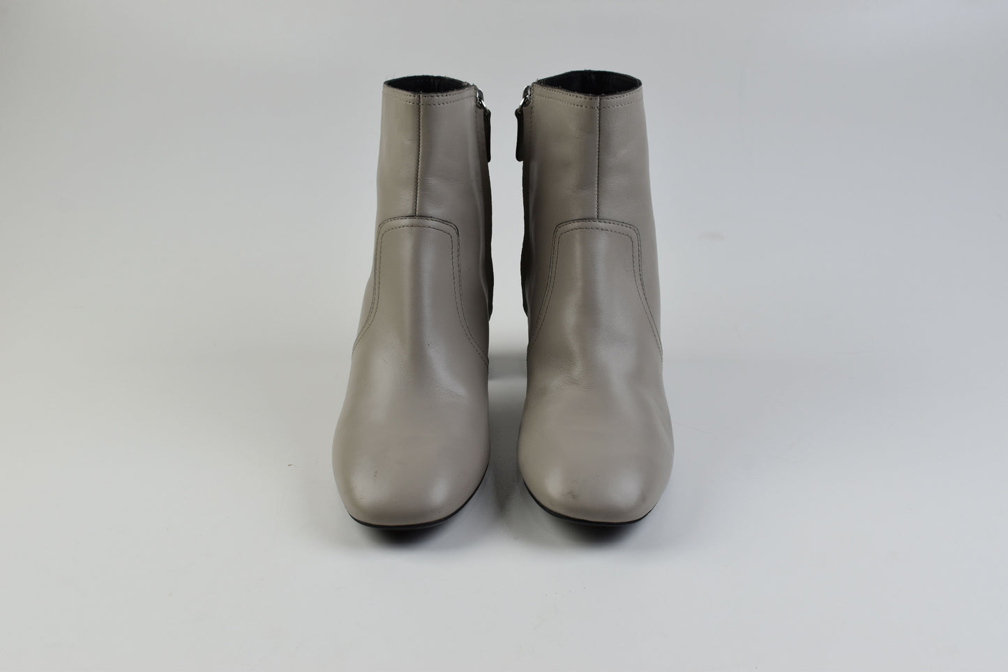 Tod's Grey Women Leather Block Heel Ankle Boots Size 40.5, Excellent 9/10