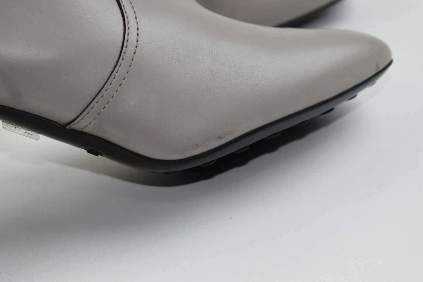 Tod's Grey Women Leather Block Heel Ankle Boots Size 40.5, Excellent 9/10