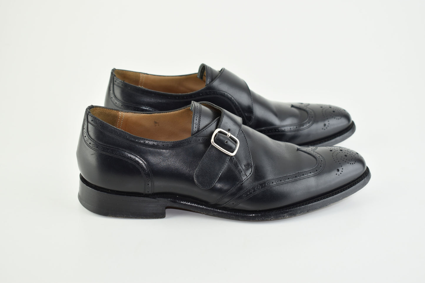 Church’s Monk Single Strap Brogues Black Men Shoes, Size EU 41.5, Good 6/10